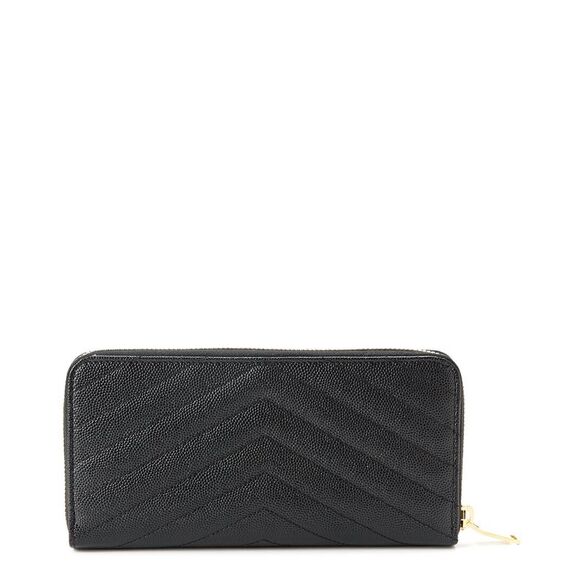 Saint Laurent Monogram Matelasse Leather Zip Around Wallet, Black - Picture 2 of 3